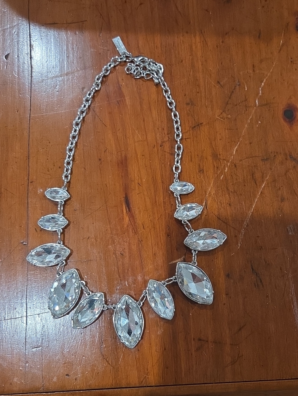 The Limited Silver Clear Marquise Crystal Statement Necklace